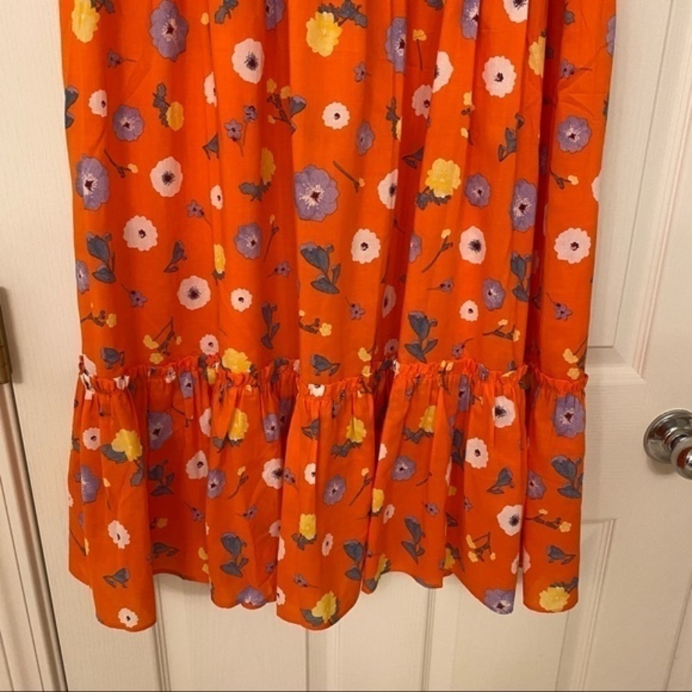 Ann Taylor Floral Gathered flounce Tiered Midi Skirt in Orange Spark Size S - Picture 5 of 10